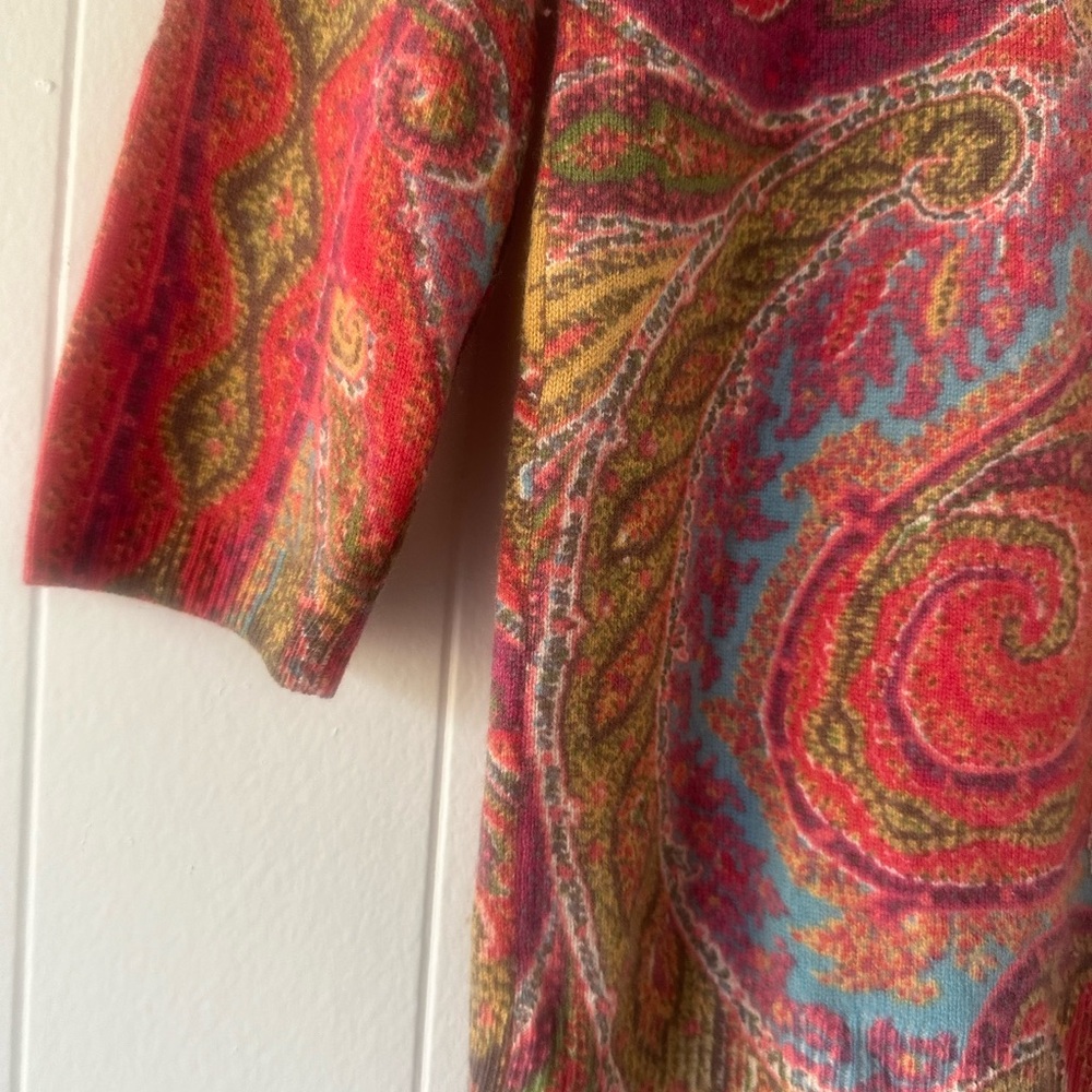 🌺 100% Cashmere Talbots Paisley Sweater, Women's size Small - Picture 7 of 8